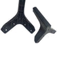 Two metal three-pronged support legs with underside bolt plates, dark finish
