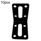 Black L-shaped furniture corner bracket with two long slots and mounting holes