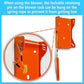 Orange blower rack with lockable retaining pin hung on spring rope