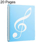 Blue expandable music sheet binder folder with spiral binding and treble clef cover, 20 pages