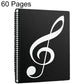 Black expandable music sheet binder folder with spiral binding and treble clef cover, 60 pages