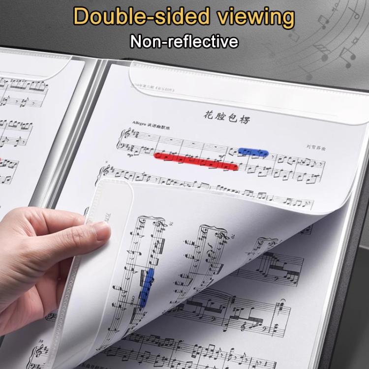 Piano music binder folder double-page view, non-reflective sheet pages
