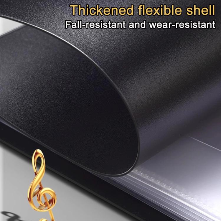 Black textured binder folder cover corner with gold treble clef emblem