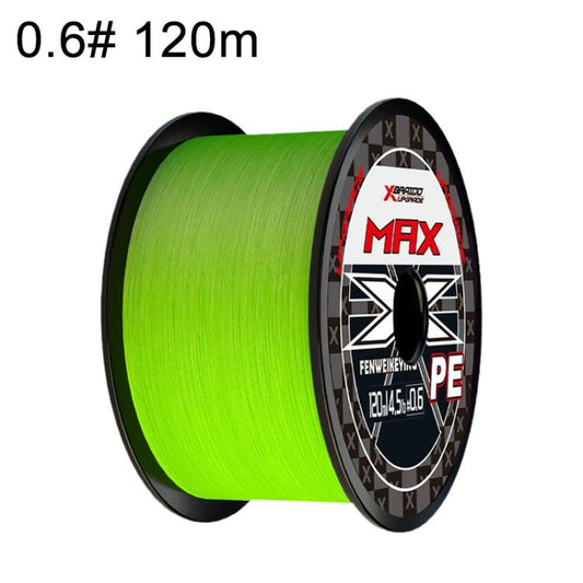 Braided PE fishing line spool, bright green, 0.6#, 120m