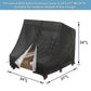 Black chaise lounge furniture cover with size diagram and raised seat opening