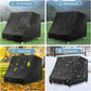 Black double chaise lounge cover with UV resistant, waterproof, dustproof features shown