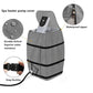 Gray spa heater pump cover with black straps, snap buckles, and waterproof zipper