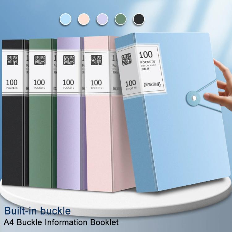 A4 Transparent Inner Pocket Document Storage Folder with Buckle, 20 Pockets, 30 Pockets, 40 Pockets, 60 Pockets, 100 Pockets