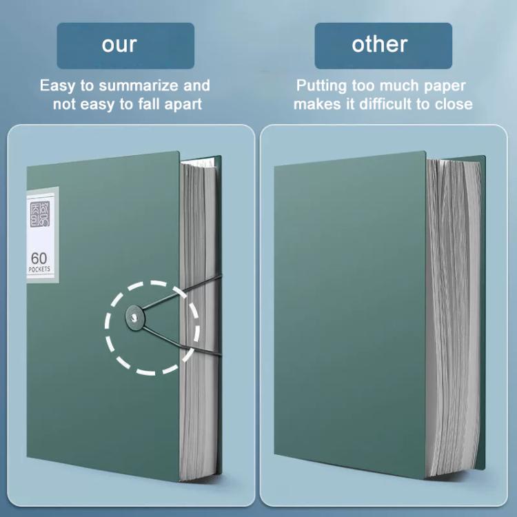 A4 Transparent Inner Pocket Document Storage Folder with Buckle, 20 Pockets, 30 Pockets, 40 Pockets, 60 Pockets, 100 Pockets