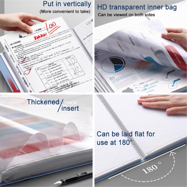A4 Transparent Inner Pocket Document Storage Folder with Buckle, 20 Pockets, 30 Pockets, 40 Pockets, 60 Pockets, 100 Pockets