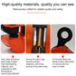 Steel plate lifting clamp material close-up, orange body with spring mechanism and ring