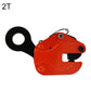 2T steel plate lifting clamp, orange body with black lifting ring and chain hook