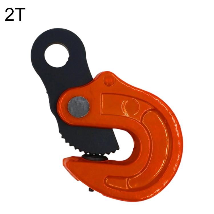 2T steel vertical lifting clamp, orange body with black hanging loop