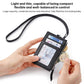 Genuine leather RFID card holder with zip top and card window, slim neck lanyard