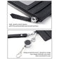 Black leather RFID card holder with metal zipper and snap key ring lanyard