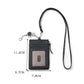 Black genuine leather RFID card holder with front window and neck lanyard strap