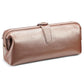 Genuine leather makeup tool storage bag, rose gold, zip top with carry handle loop