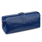 Genuine leather makeup tool storage bag, royal blue, zip top with carry handle loop