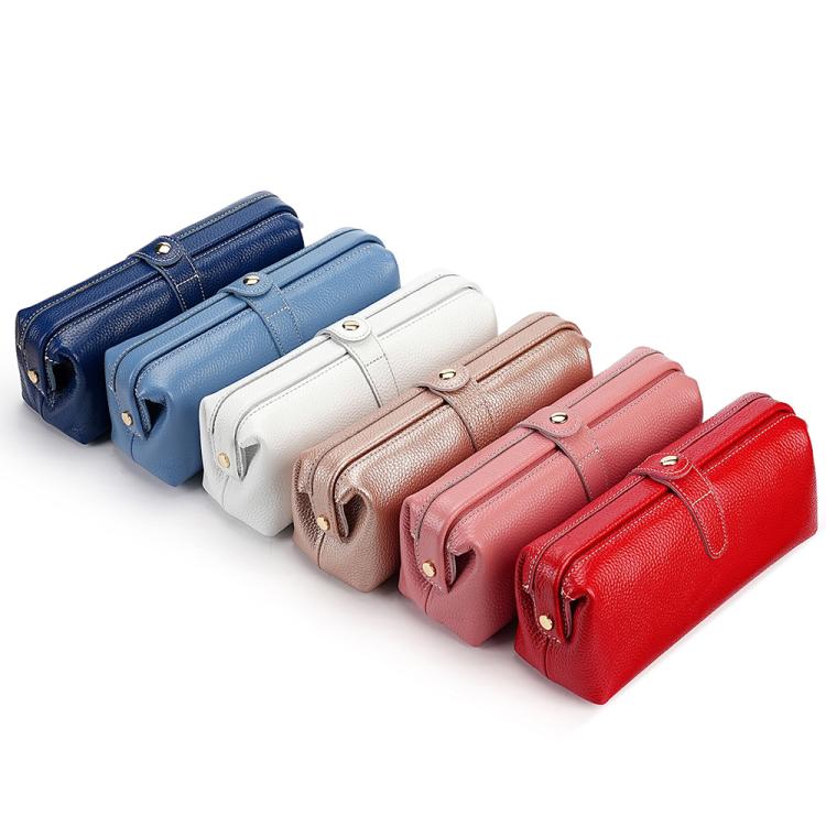 Assorted colors genuine leather makeup tool storage bags with zip closures