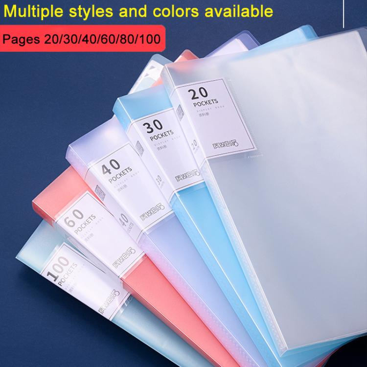 A4 Translucent Inner Pocket Document Storage Folder, 20 Pockets, 30 Pockets, 40 Pockets, 60 Pockets, 100 Pockets