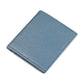 Top-grain cowhide coin purse, grey blue pebbled leather, stitched edges