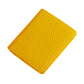 Top-grain cowhide coin purse, yellow pebbled leather, stitched edges