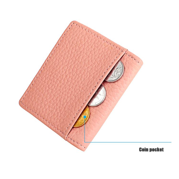 Pink top-grain cowhide coin purse with snap buckle and coin pocket