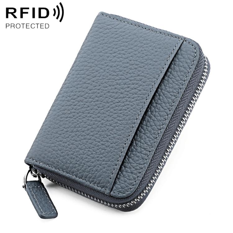 KB29 Genuine Leather RFID Zipper Accordion Card Holder
