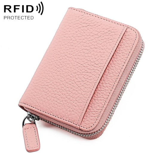 KB29 Genuine Leather RFID Zipper Accordion Card Holder