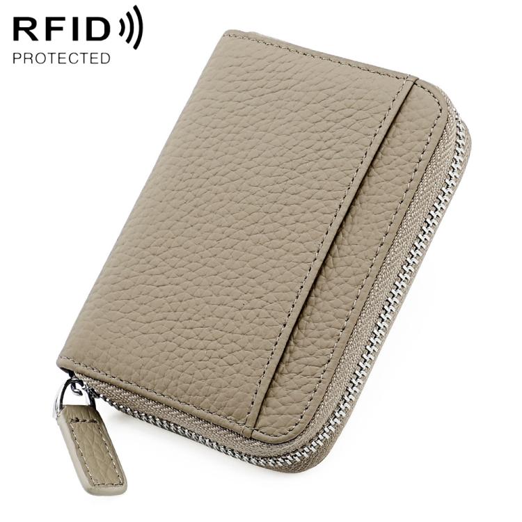 KB29 Genuine Leather RFID Zipper Accordion Card Holder