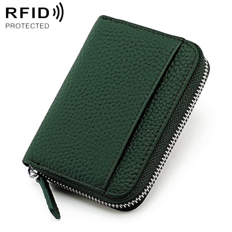 KB29 Genuine Leather RFID Zipper Accordion Card Holder