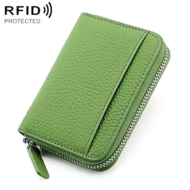 KB29 Genuine Leather RFID Zipper Accordion Card Holder