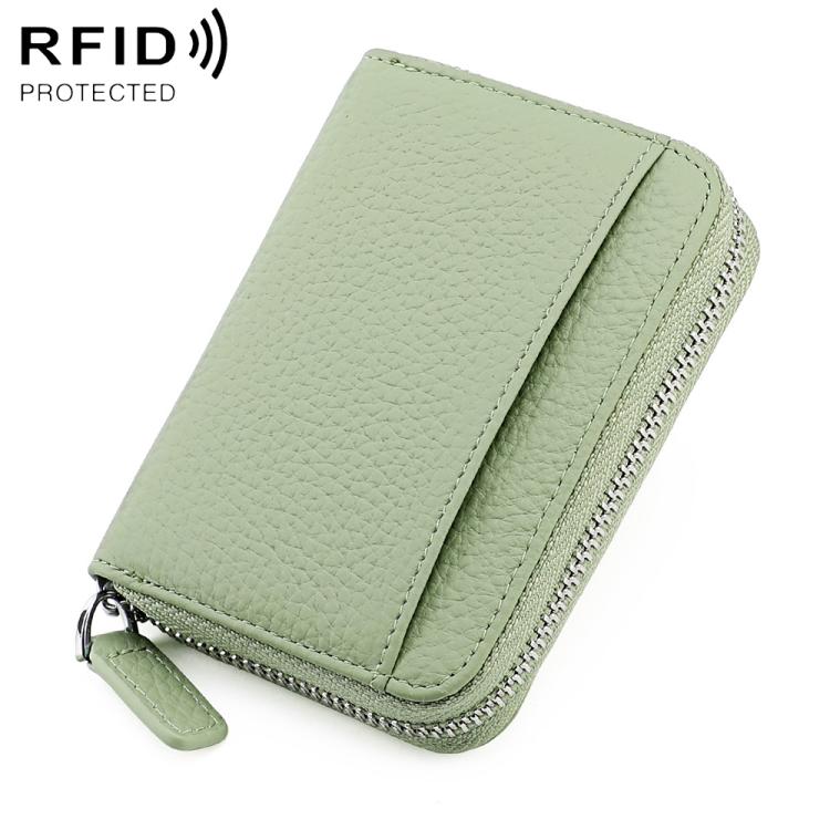 KB29 Genuine Leather RFID Zipper Accordion Card Holder