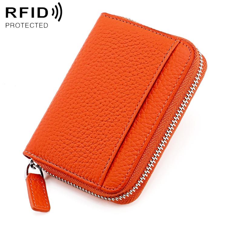 KB29 Genuine Leather RFID Zipper Accordion Card Holder
