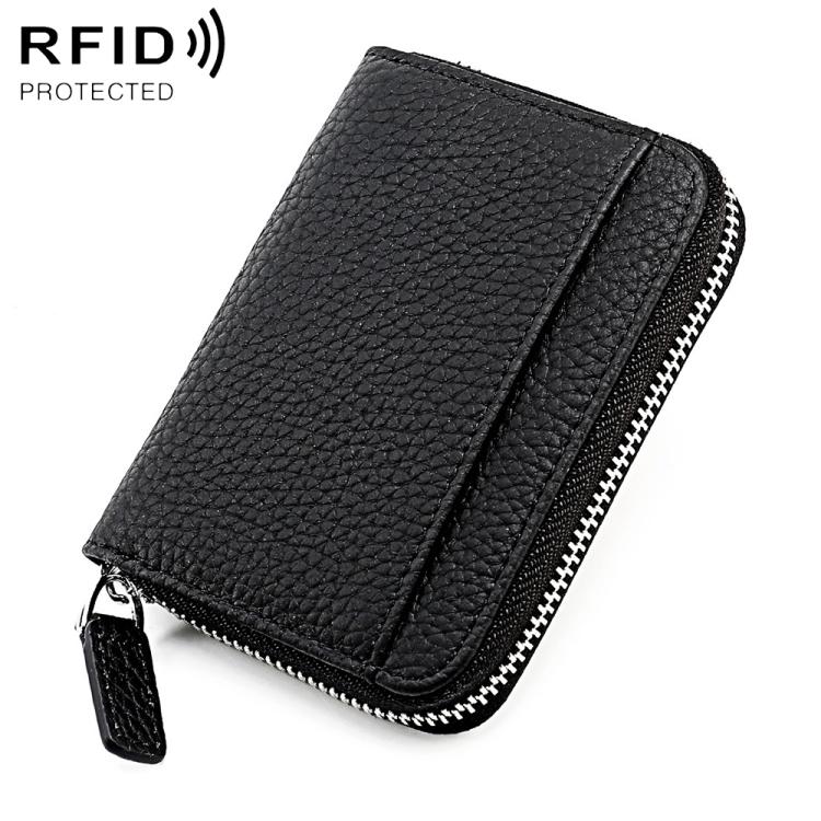 KB29 Genuine Leather RFID Zipper Accordion Card Holder