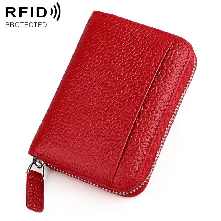 KB29 Genuine Leather RFID Zipper Accordion Card Holder