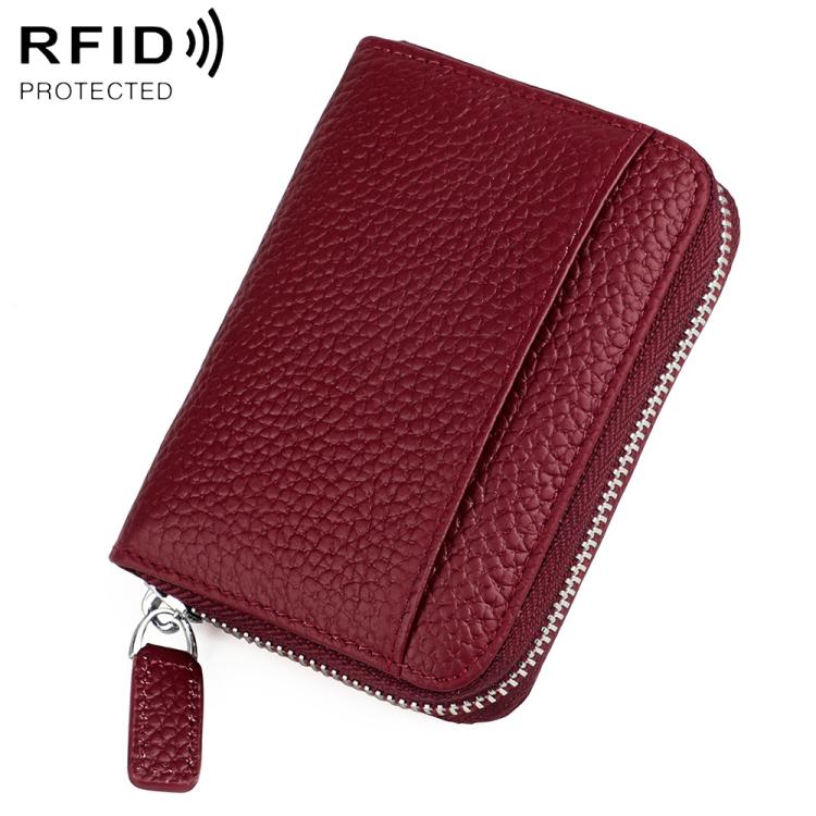 KB29 Genuine Leather RFID Zipper Accordion Card Holder