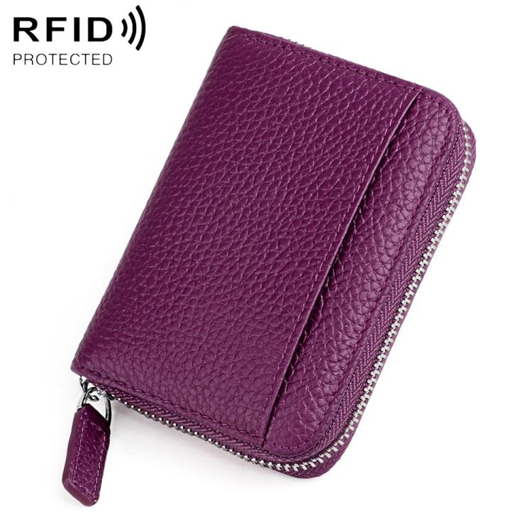 KB29 Genuine Leather RFID Zipper Accordion Card Holder