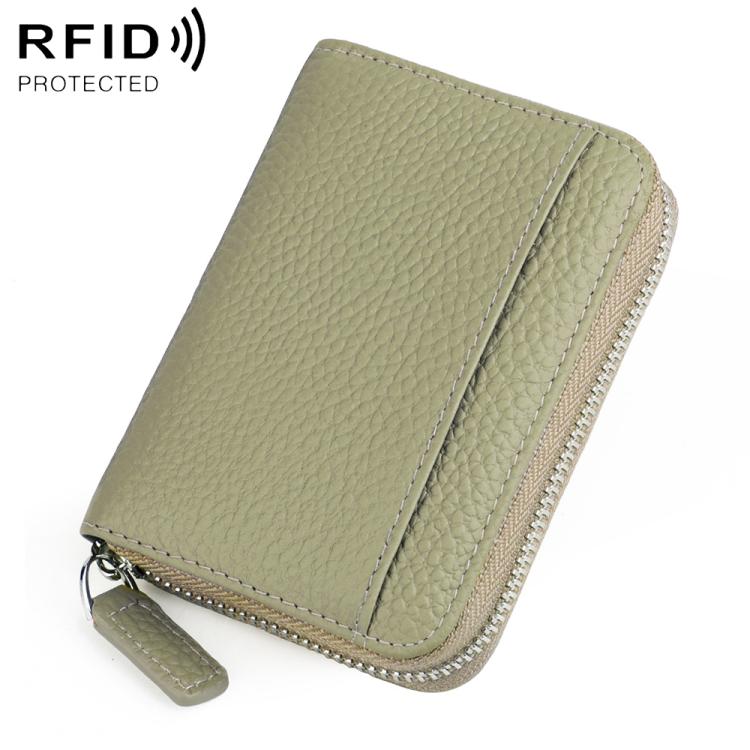 KB29 Genuine Leather RFID Zipper Accordion Card Holder