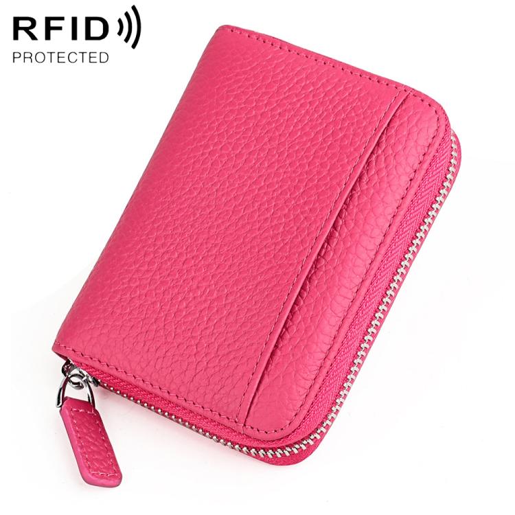 KB29 Genuine Leather RFID Zipper Accordion Card Holder