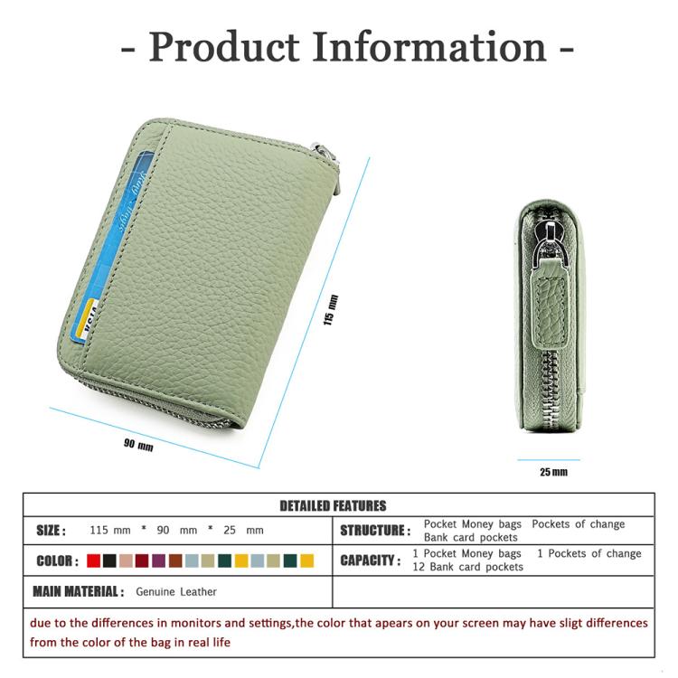 KB29 Genuine Leather RFID Zipper Accordion Card Holder