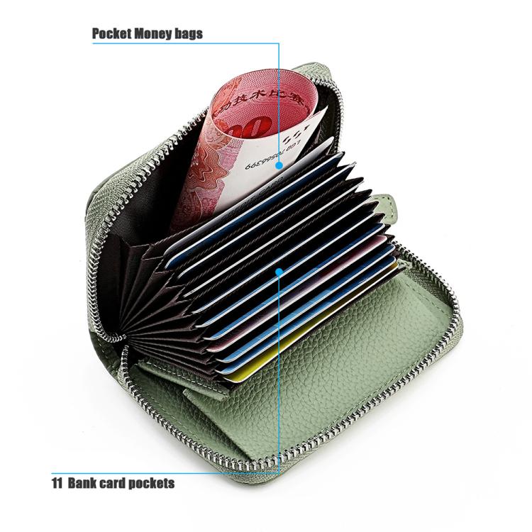 KB29 Genuine Leather RFID Zipper Accordion Card Holder
