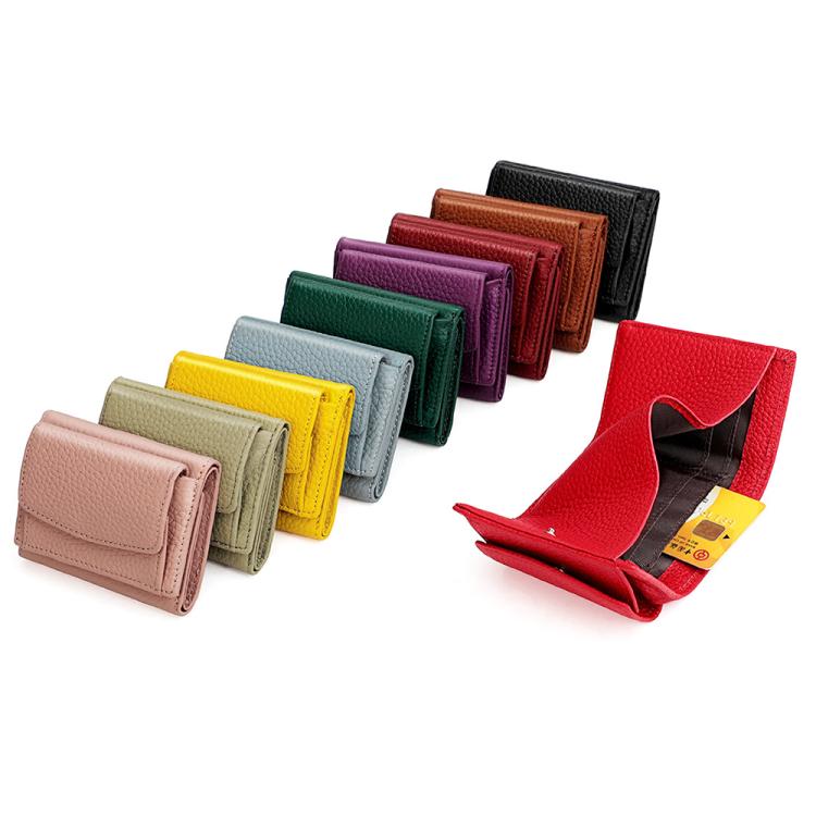 Short genuine leather wallets in multiple colors, side-by-side