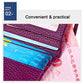 Purple RFID mini leather wallet with card slots showing insert and interior pocket