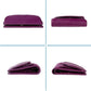 Purple RFID mini leather wallet shown in multiple angles and edge profile