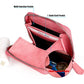 Pink genuine leather RFID zipper storage bag, open with card slots and multi pocket