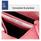 Pink RFID leather zipper card pocket with credit card slot and stitched edges