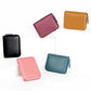 Set of RFID leather zipper storage bags in pink, black, blue, tan, and maroon colors