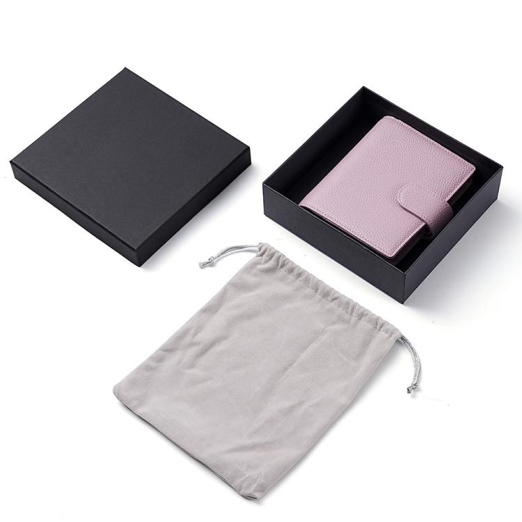 Loose-leaf notebook passport holder in gift box with matching drawstring storage pouch