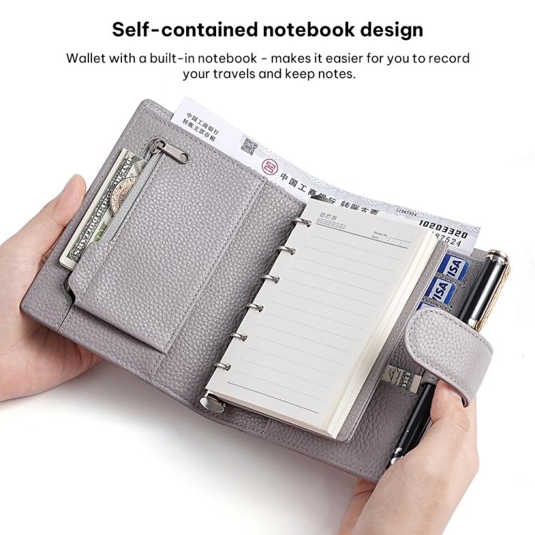 Loose-leaf notebook passport holder with built-in notebook pages and interior card slots
